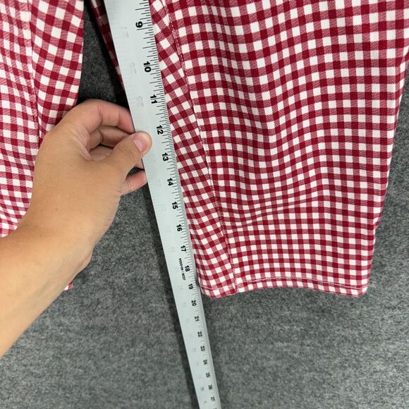 New NoBo Cropped Pants Women S Small Pink Plaid Capri Flat Front High Rise Ryaon - Picture 7 of 10